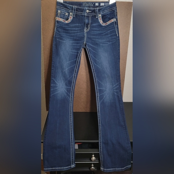 Miss Me Foxy Feather Jeans, Mid Rise- Boot Cut - Picture 1 of 6